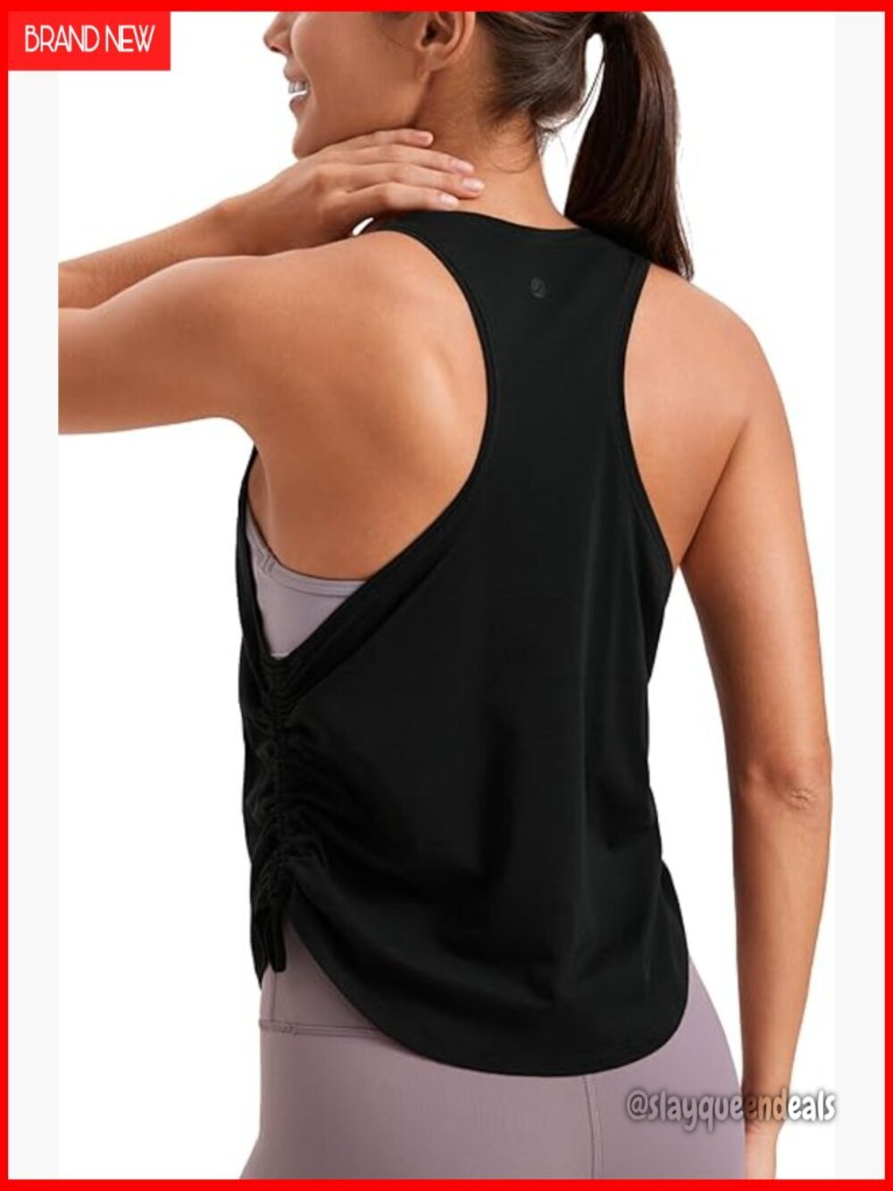 Pima Cotton Ruched Side Tank Top - Athletic Casual Racerback Crewneck